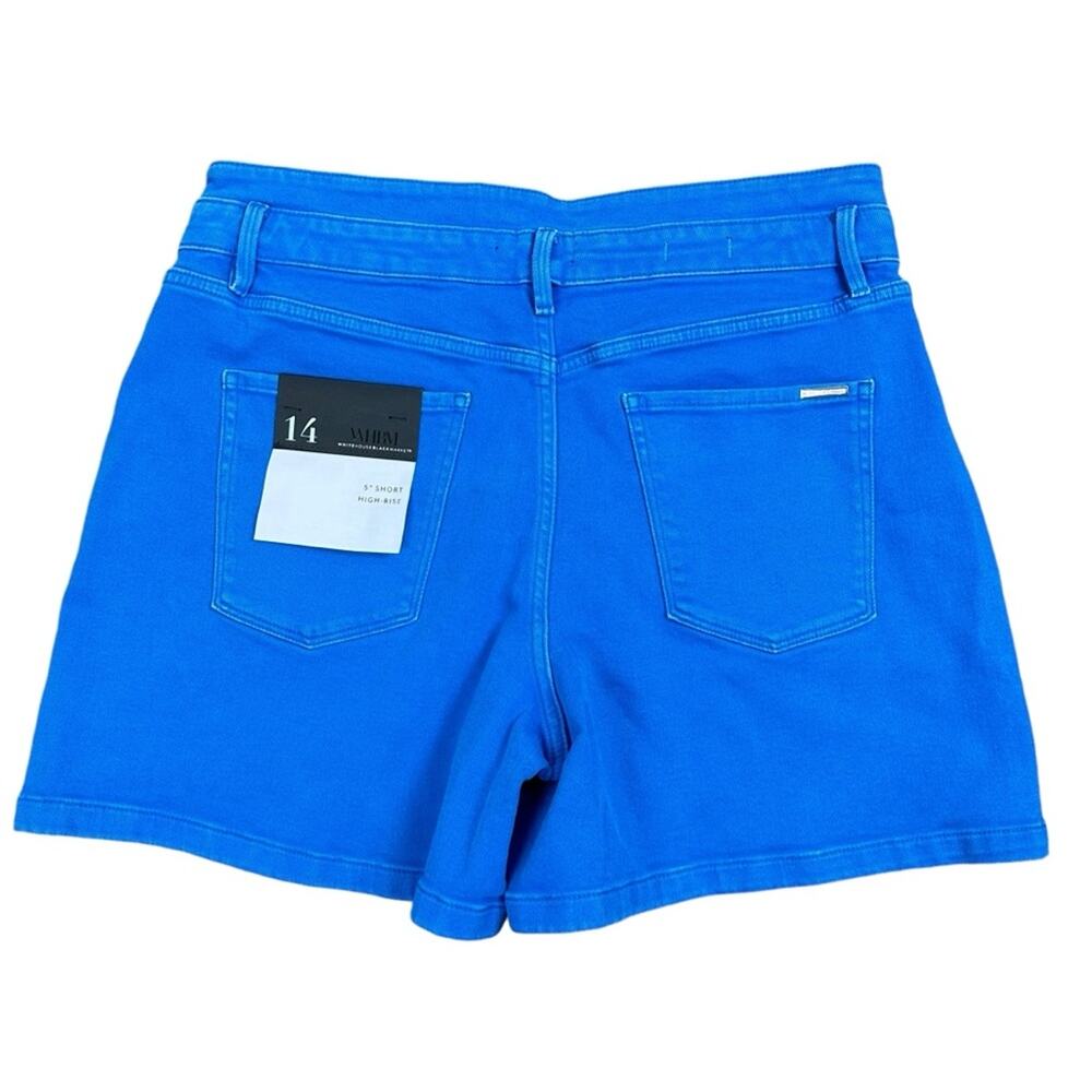 WHBM High Rise Pleated Shorts Blue Size 14 NWT - Picture 2 of 10
